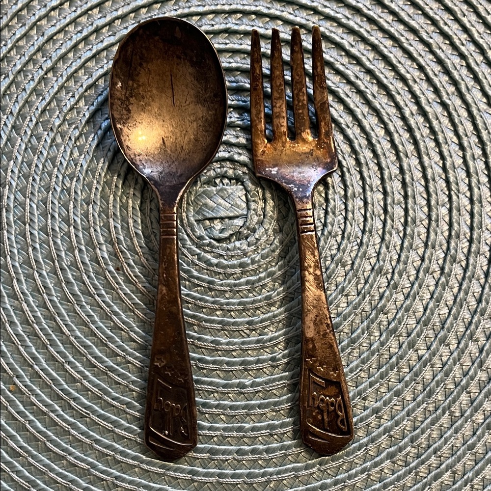 Vintage Imperial Silver Plated Baby Fork and Spoon